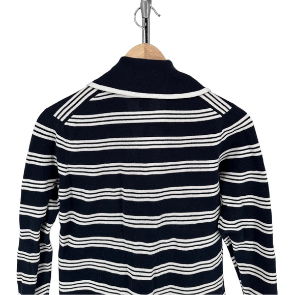 Brooks Brothers Navy White Striped Button Front Cardigan Sweater Pockets size M - Picture 5 of 11